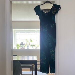 Patrons of Peace Black and Green One Shoulder Dress